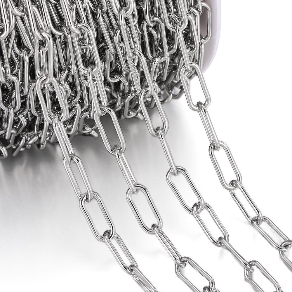 1m Stainless Steel Flat O Shape Chains Handmade Chain for DIY Necklaces Bracelets Bangles Jewelry Gifts Earrings Accessories