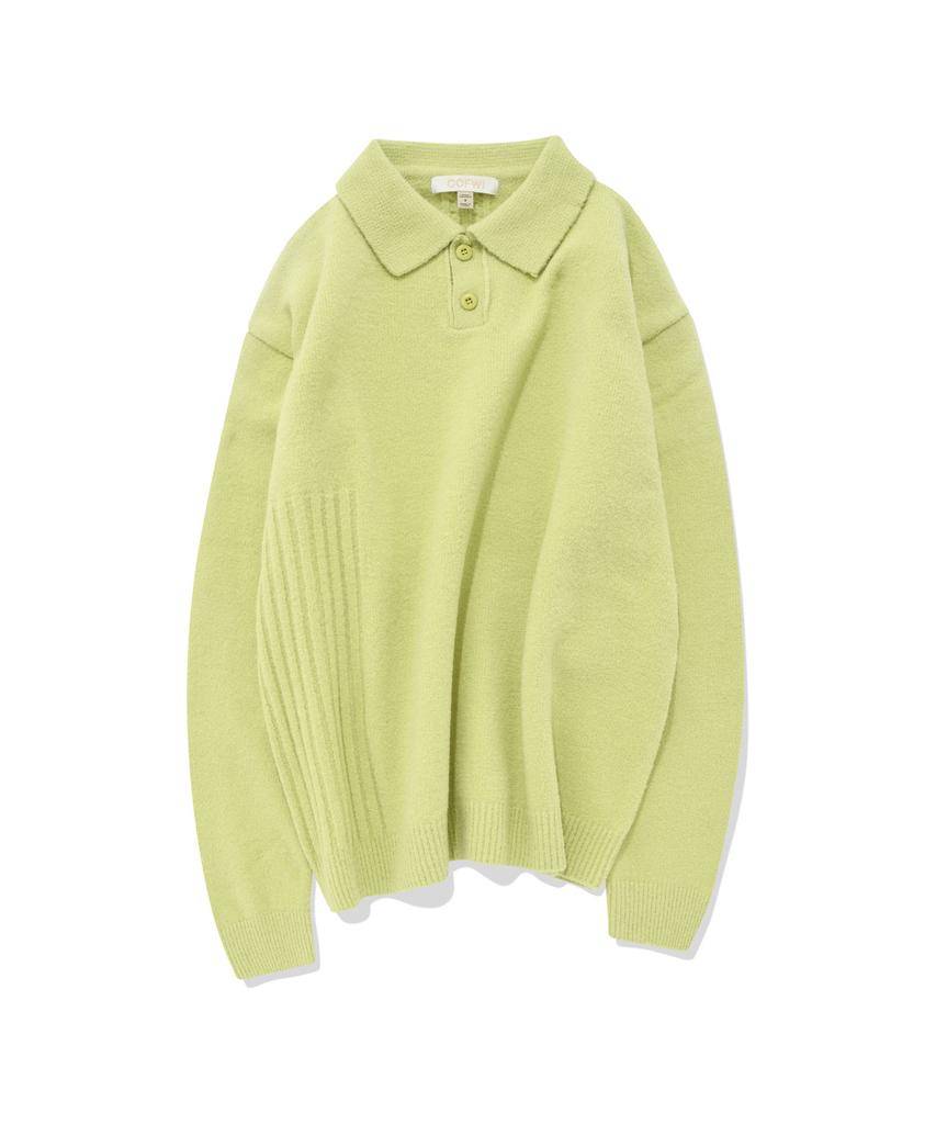 COFWI Wool Button Knit Polo Shirt Lime