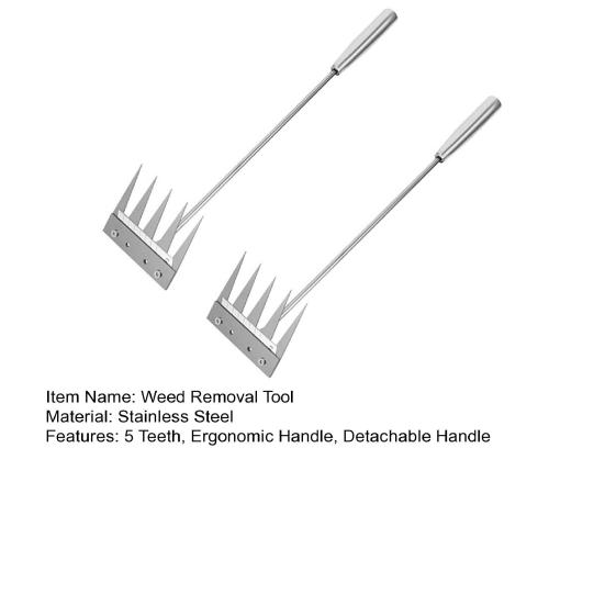 Stainless Steel Weed Remover Tool 5 Teeth Manual Weed Tool Ergonomic Handle Weed Removal Tool for Gardening Backyard Yard Farm Planting Weeding and