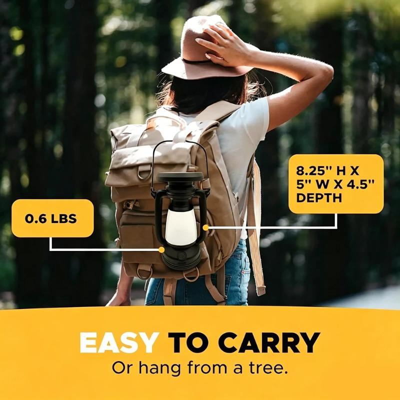 USB Rechargeable Camping Lantern Portable Hanging Tent Light Solar Charging 3000-5000K Stepless Dimming Outdoor Lamp