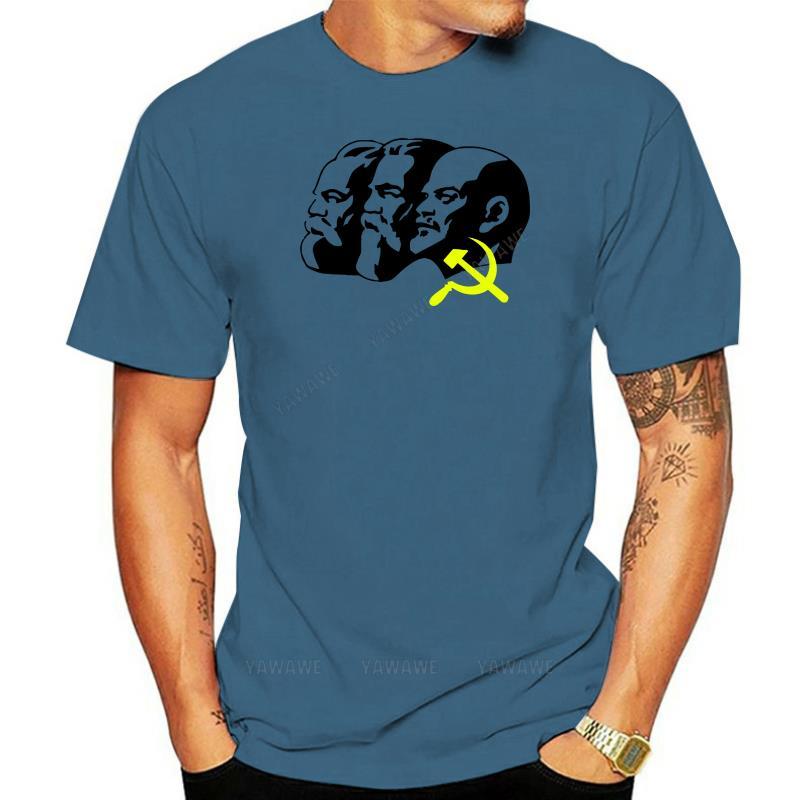 

New Fashion Men Short Sleeve COMMUNIST LEADERS LENIN MARX ENGELS TSHIRT Basic Tops Adult Oneck tees black t shirt men TOP 4XL