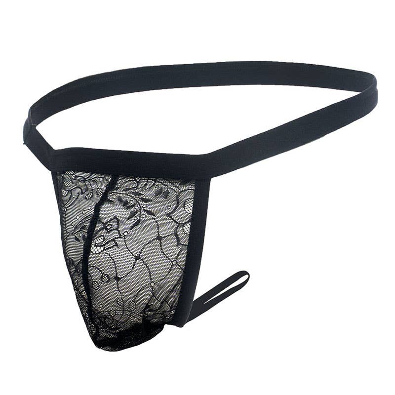 YWZAO Tapón Anal Insertable Ropa Interior Masculina Tanga Encaje Negro N12