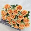 18 Heads Artificial Rose Flower Cluster For Hotel Lobby And Wedding Celebration