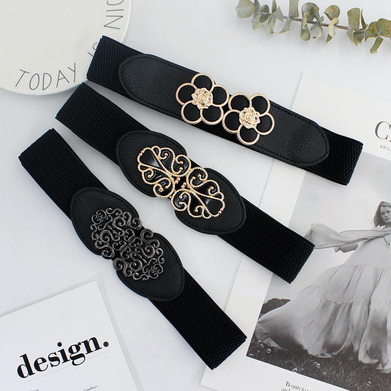Elastic Black Modern Waist Belt For Women With Adjustable Features Complementing Skirts And Dresses Effortlessly