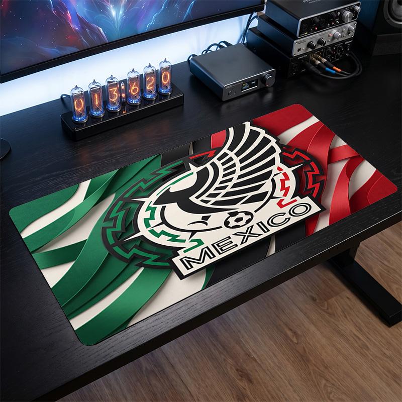 Tappetino per Mouse con Stemma del Calcio Messicano, Tappetino Esteso Antiscivolo in Gomma per Scrivania per Gioco Ufficio Laptop Regalo per Fan