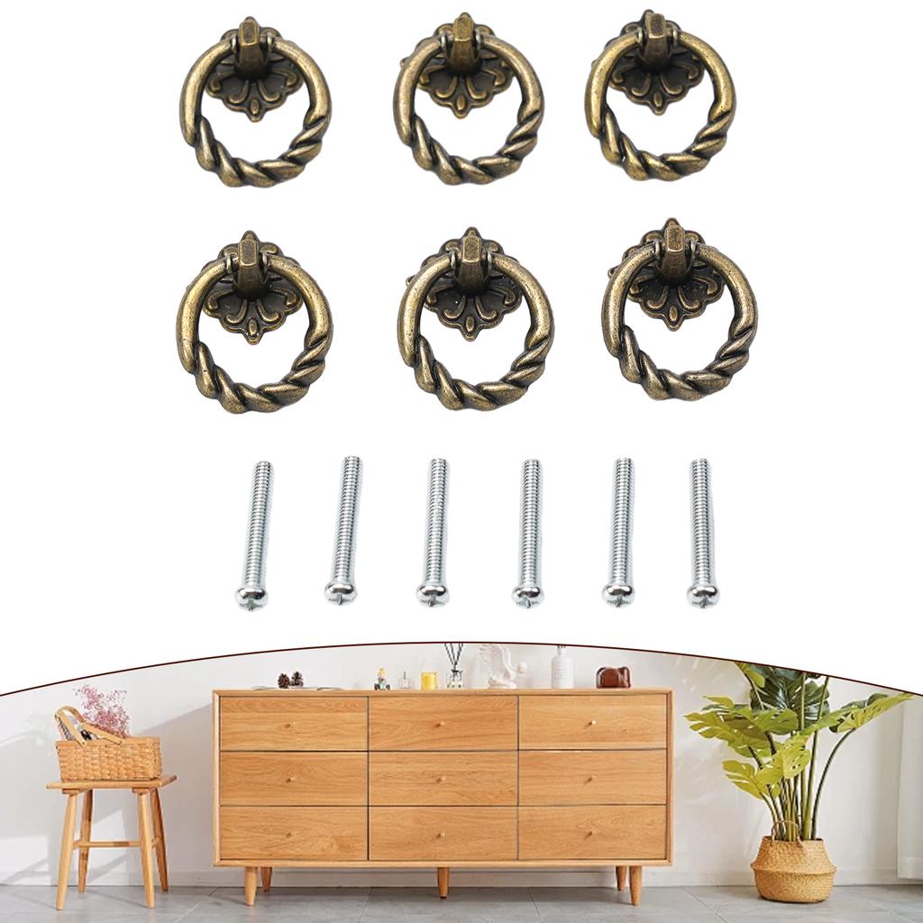 6 Pack Vintage Style Zinc Alloy Cabinet Knobs for Drawer Door Cupboard Pull Handles Suitable for Home Furniture Applications