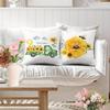4pcs Fresh Pastoral Style Bee Sunflower Vintage Camera Throw Pillow Covers Green Pickup Truck Hello Summer Decorative Cushion Case for Bedroom Sofa