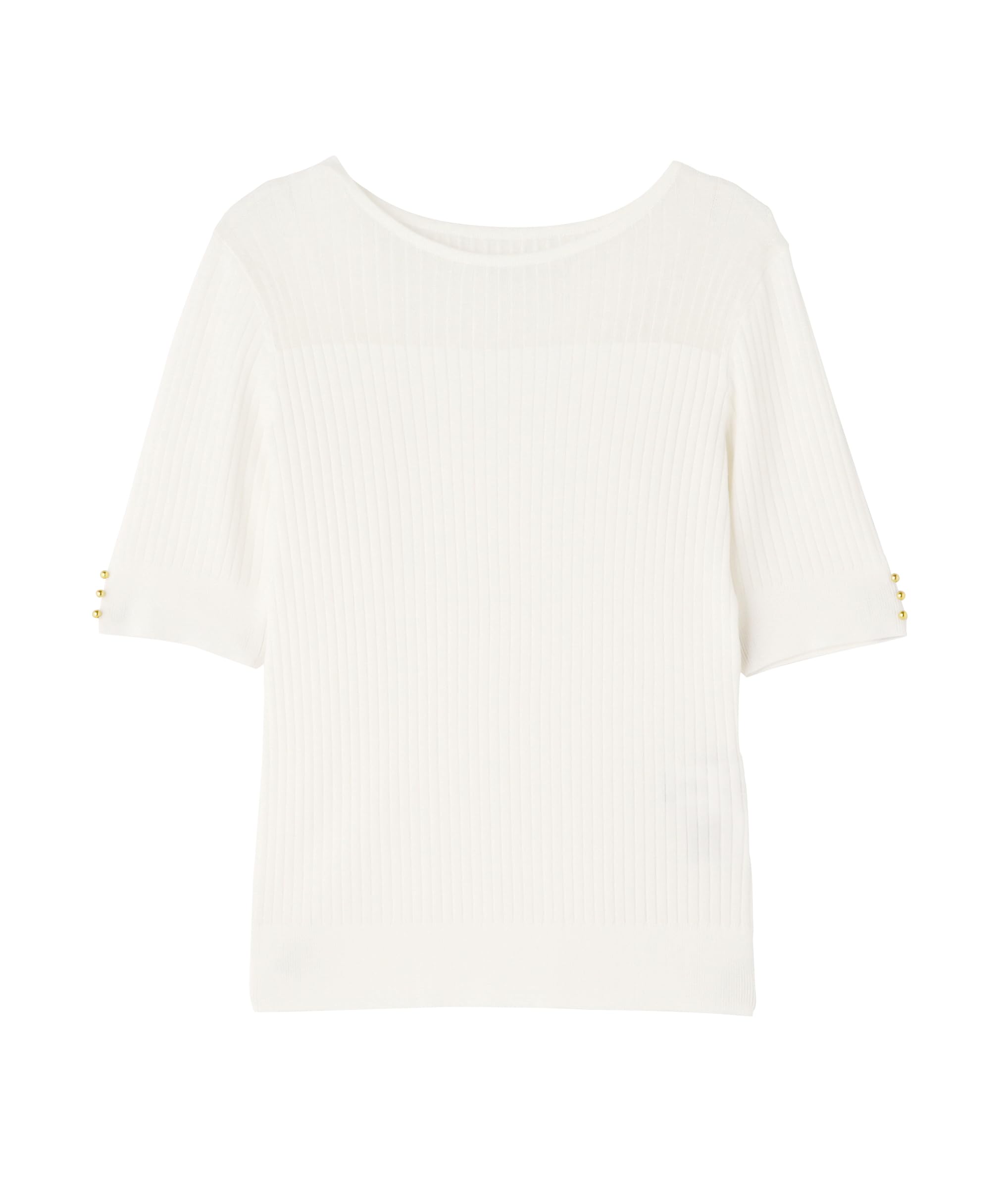 

Natural Beauty Basics Women s Off-White Sheer Rib Knit Sweater