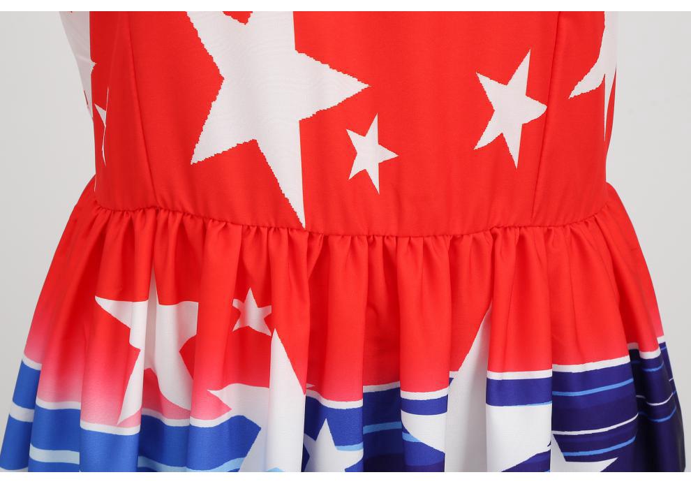 2023 Summer Independence Day Sexy Spaghetti Strap Swing Dress