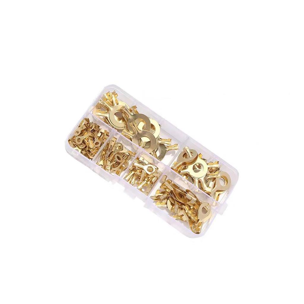 LeTradeJP 150pcs Round Terminal Set Connector Kit Brass Crimp Cable Terminals M3 M4 M5