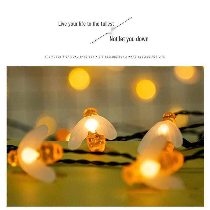 LED Solar Little Bee Waterproof Outdoor Fairy String Lights for Holiday Courtyard Decoration