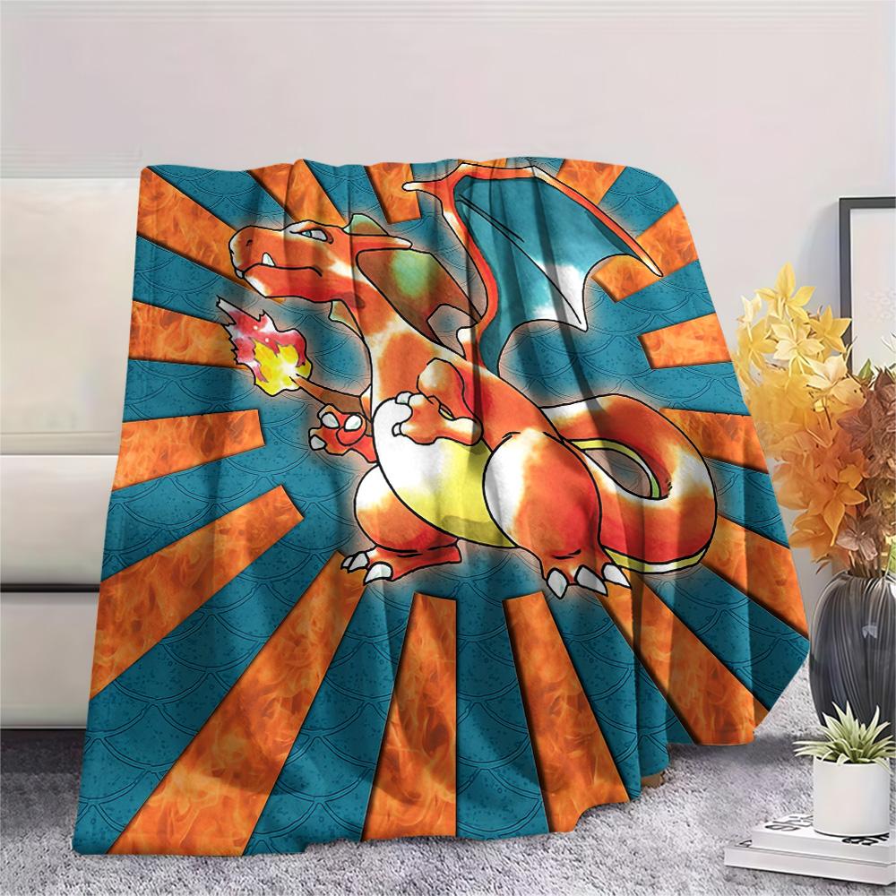 Cute Charizard  Print Flannel Blanket, High quality Comfortable for All Seasons, Home Decor, Warmth and Comfort