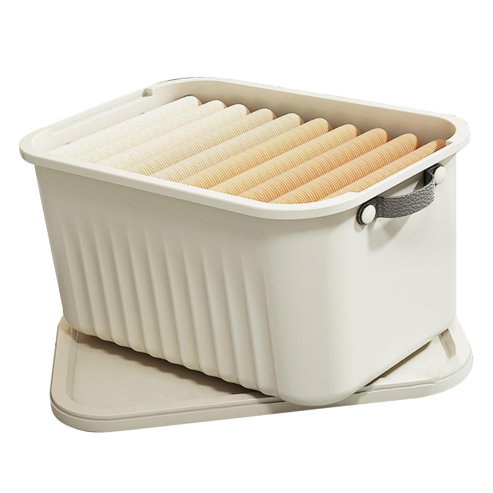 

Clothing Organizer Box PP Plastic Large Cloth Storage Basket with Lid and Handle for Home Closet Drawer Tall
