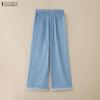 ZANZEA Damskie luźne spodnie z szerokimi nogawkami w jednolitym kolorze