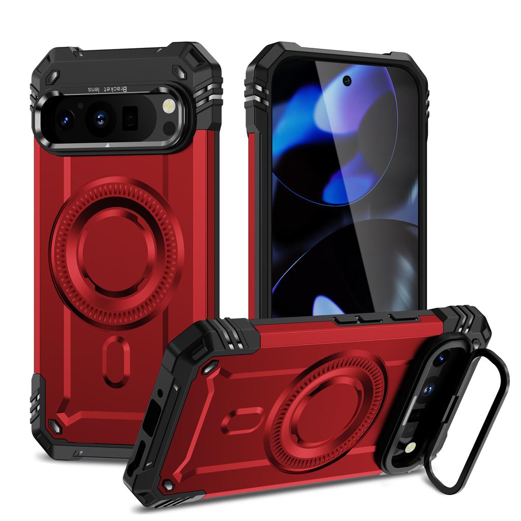 Armor Shockproof Matte Camera Stand Protection Phone Case for Google Pixel 9 Pro XL Military Magnetic Wireless Charge Hard Cover