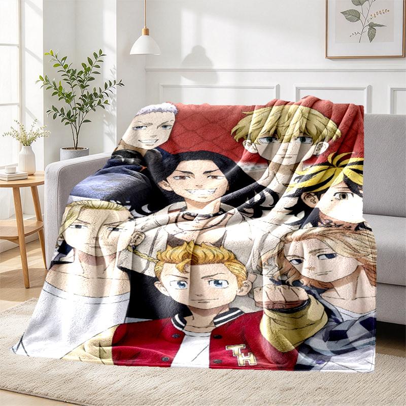 Tokyo Revengers Pattern Blanket for Home Decoration, Bed, Sofa, Car Travel, Camping, Suitable for All Seasons, Birthday Christmas Gift