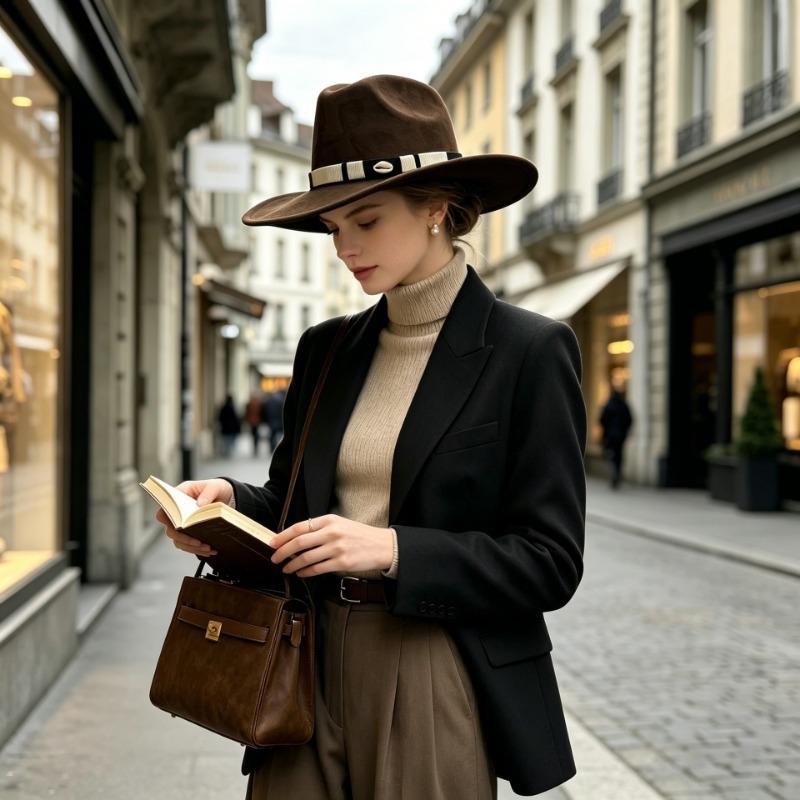 Women S Retro Style Large Brim Adjustable Solid Color Hat