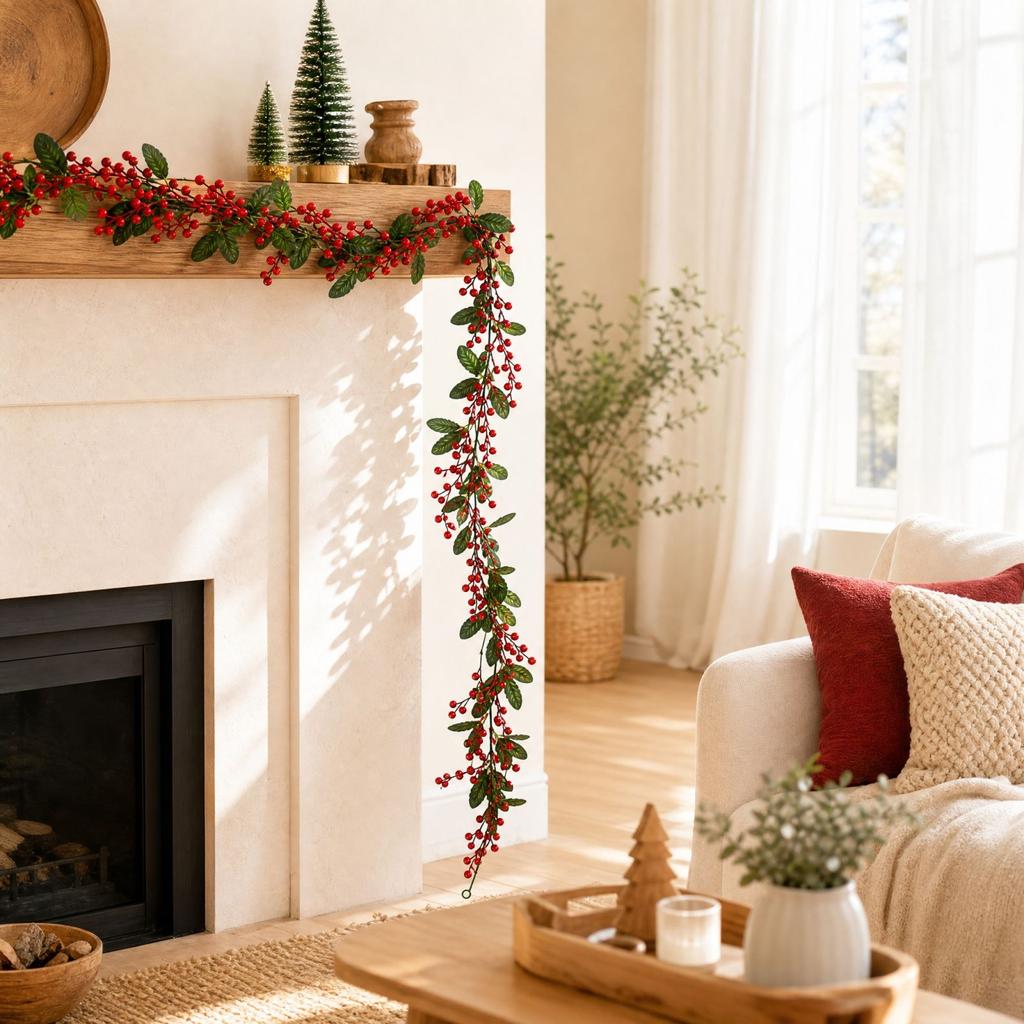 Artificial Christmas Red, Decorative Garland for Holiday Home Decor