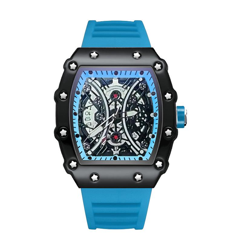 ZIDO Men's Luminous Waterproof Tonneau Quartz Skeleton Watch 1704