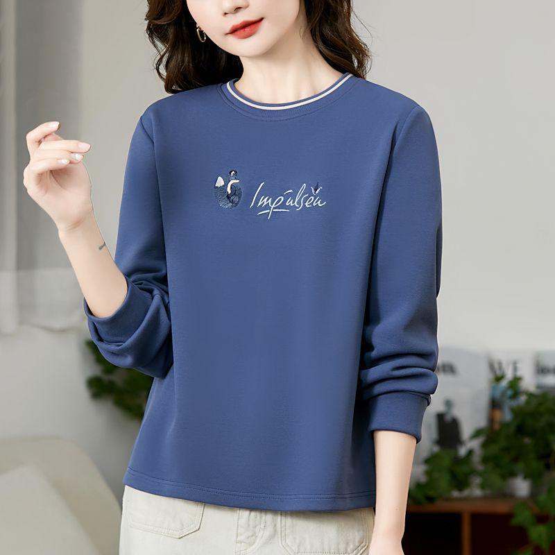 Spring Autumn New Women's Splicing Pullover O-Neck Screw Thread Fashion Loose Minimalist Casual Long Sleeve Sweatshirts