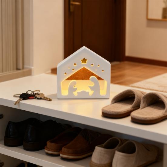 Christmas Nativity Lamp Silicone Mold DIY Handmade Birth of Jesus Scene Ornament Crafts Mold Gypsum Cement Epoxy Resin Casting Mold