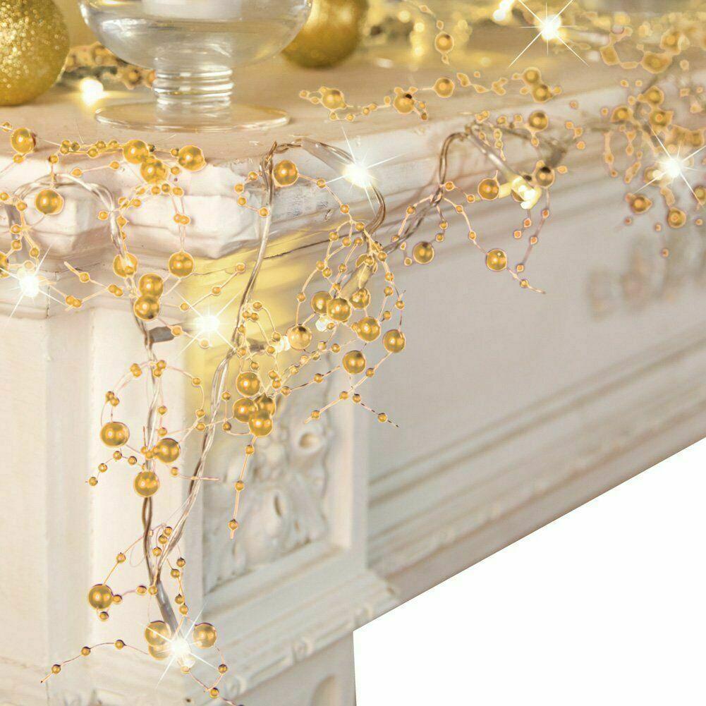 Shingel LED Pearl Fairy Lights Berry Beaded Garland String Lights Festive Birthday Party Wedding DIY Christmas Decoration Lights