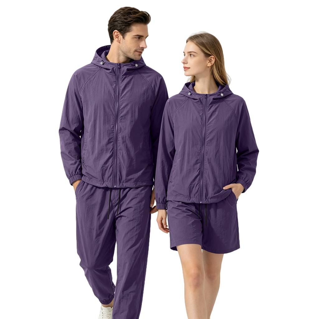 Men's Quick Dry Hoodie Jacket UV Protection Lightweight Sun Protection Set Includes Shorts Pants and Long Sleeve Jacket Suitable for Outdoor Sports