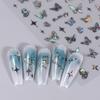 1PCS Black White Butterfly Laser Nail Stickers Nail Art Decoration Abstract Lines Bronzing Flowers Stickers For Nails