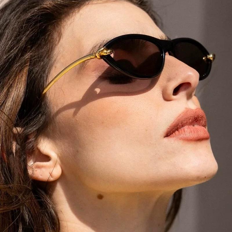 Vintage Cat Eye Sunglasses Women For Men Luxury Brand Designer Sun Glasses Punk Popular Sexy Ladies Metal Rope Shades Uv400