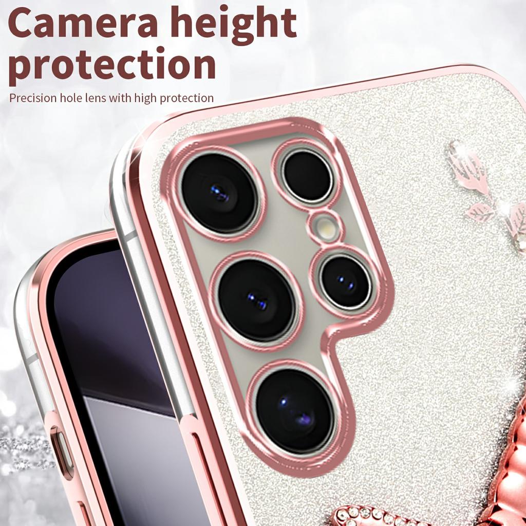 KADEM For Samsung Galaxy S24 Ultra Case Dragonfly Kickstand TPU Flowers Glitter Phone Cover