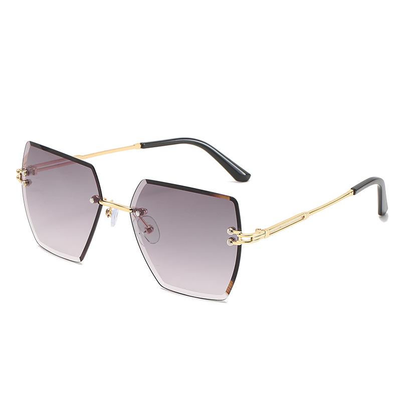 Box Trimmed Sunglasses Metal Rimless Glasses Frame Trendy Uv Protection Sunglasses Women