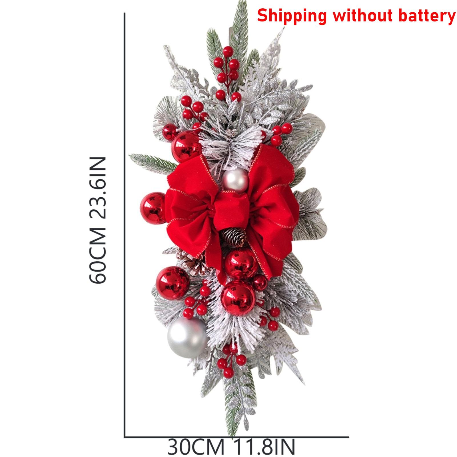 

Рождественские подвески-венки, подвесные на лестницу, гирлянда для лестницы, рождественский декор, венок на окно, входную дверь, стену для Навида, сосновая/бант-подвеска 60x30CM красный