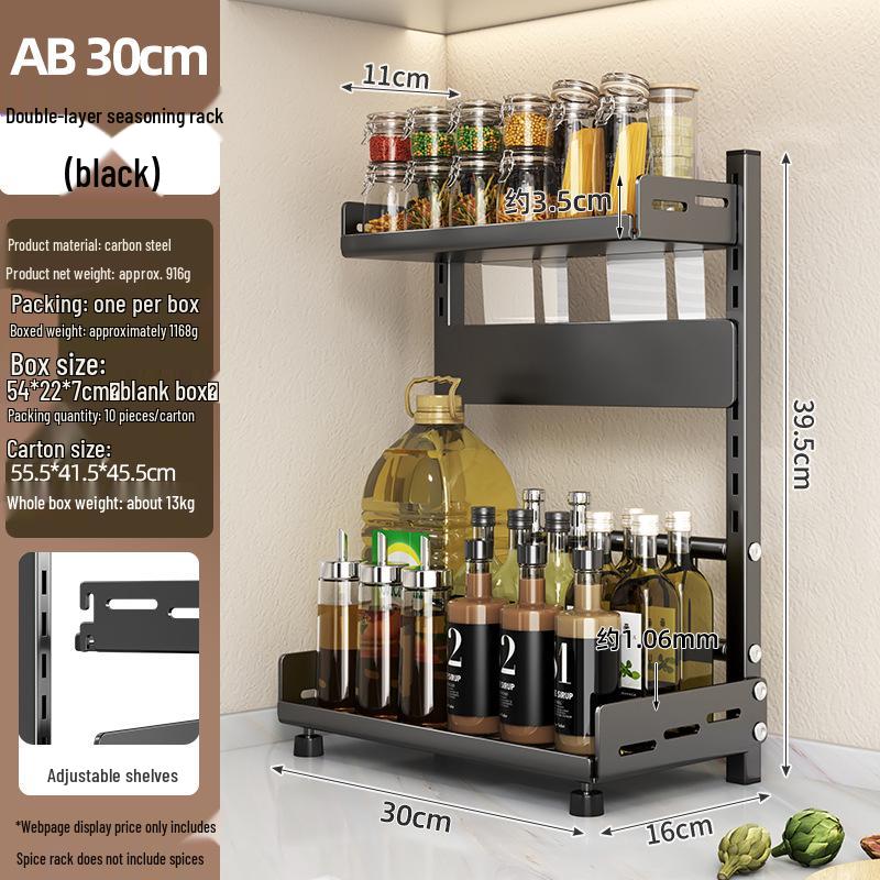 Kitchen Condiment Rack with Knife Holder - Multi-layer, Large Capacity Countertop Storage