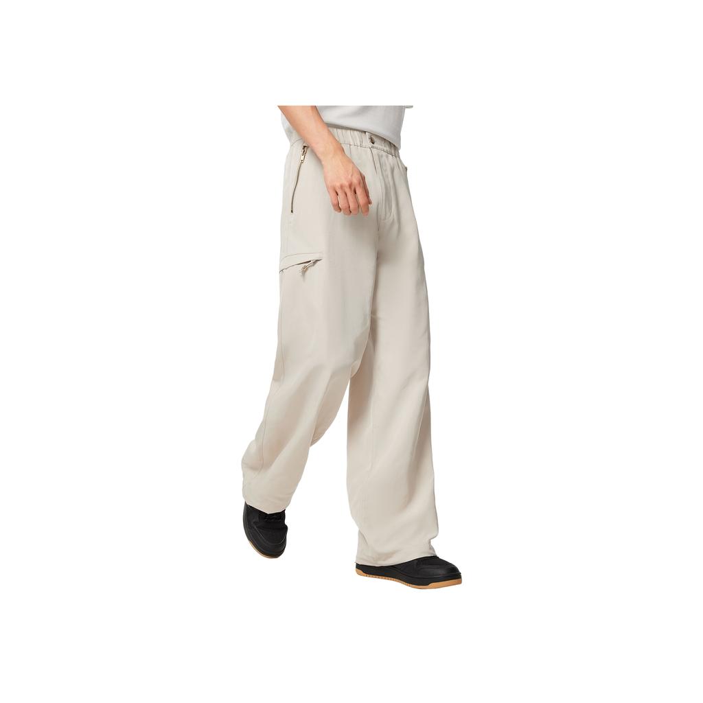 Li Ning X Forbidden City Collaboration China Culture Series Straight Leg Casual Loose Logo Sports Pants Men Pants Mica-Gray AYKV837-1