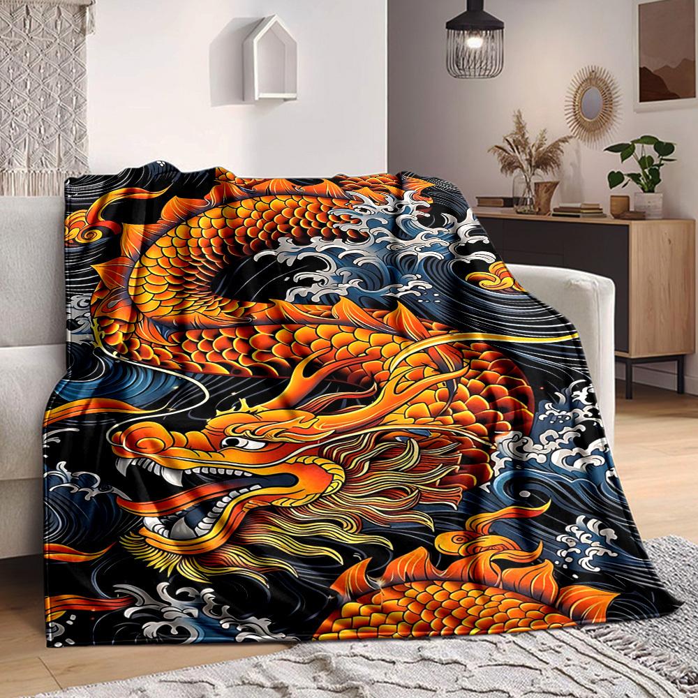 1PC Dragon Waves Blanket - Soft Warm All-Season Throw for Sofa, Bed, Car, Office, Throw For Sofa yy250916123 75x90cm
