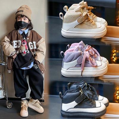 Mädchen Sportschuhe Herbst und Winter Neue Schüler Zwei Baumwolle und Kaschmir Warme Junge Große und Große Kinder High Top Papa Schuhe