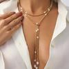 IngeSight.Z 2026 New Charm Imitation Pearl Long Tassel Necklace Women Trendy CCB Beads Y-shaped Necklace Elegance Jewelry Gifts