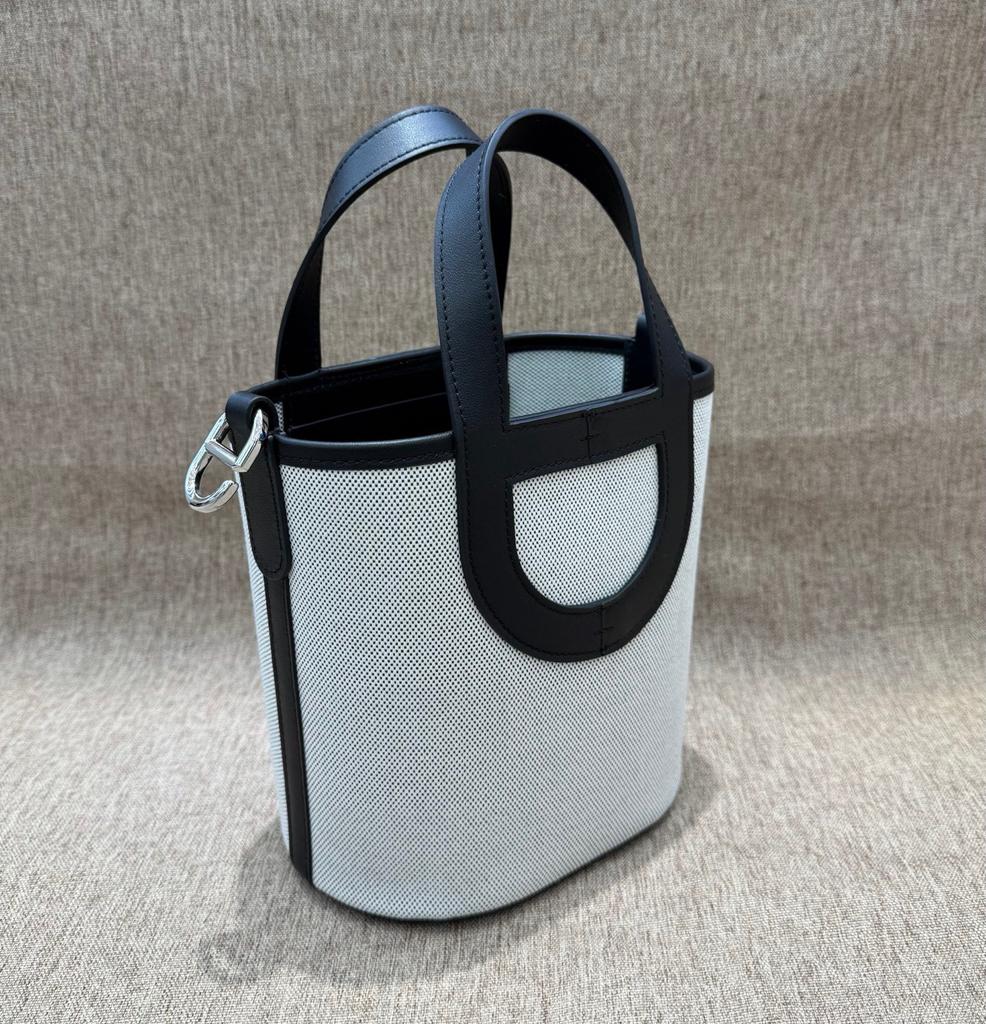 2026 Neue Mode Leinwand mit Swift Erstes Rindsleder Schweinenase Eimer Tasche Langlebiger Gemüsekorb Handtasche