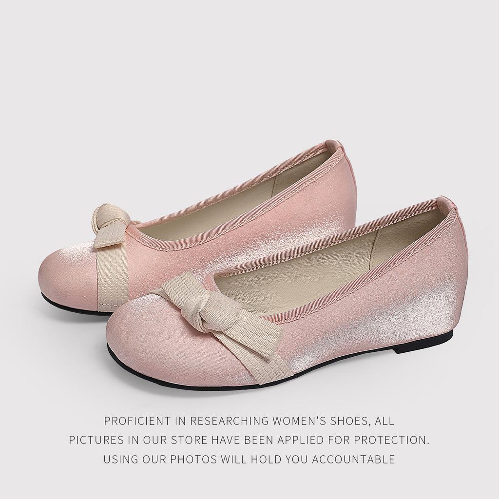French Minimalist Bow Light Mouth Single Shoes Women'S Silver Spring And Summer Comfortable Temperament Commuter HeightIncreasing Shoes