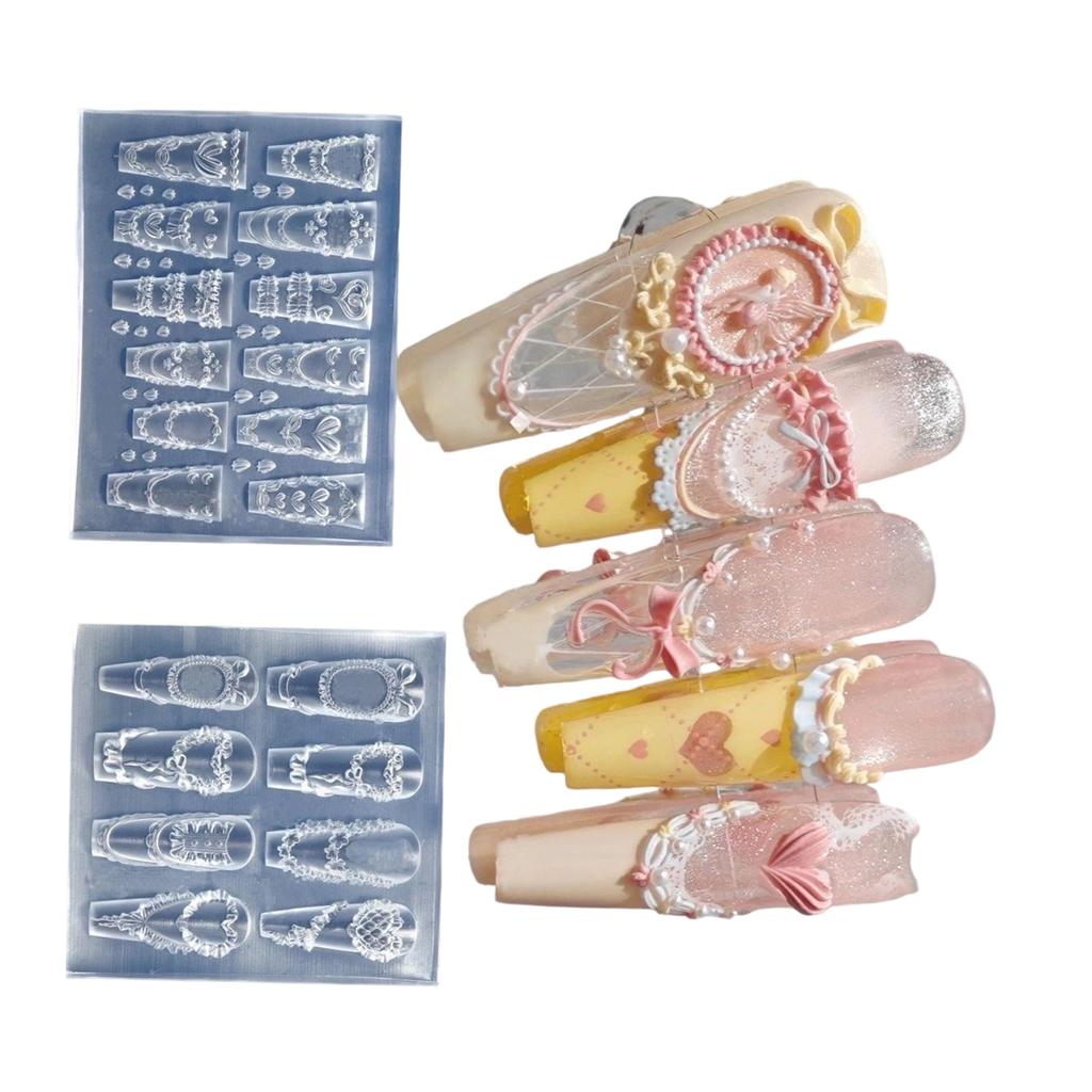 Nail Art Silicone Mold Cream Lace Shape Manicure Training Tool Professional Manicure Supplies for Various Occasion