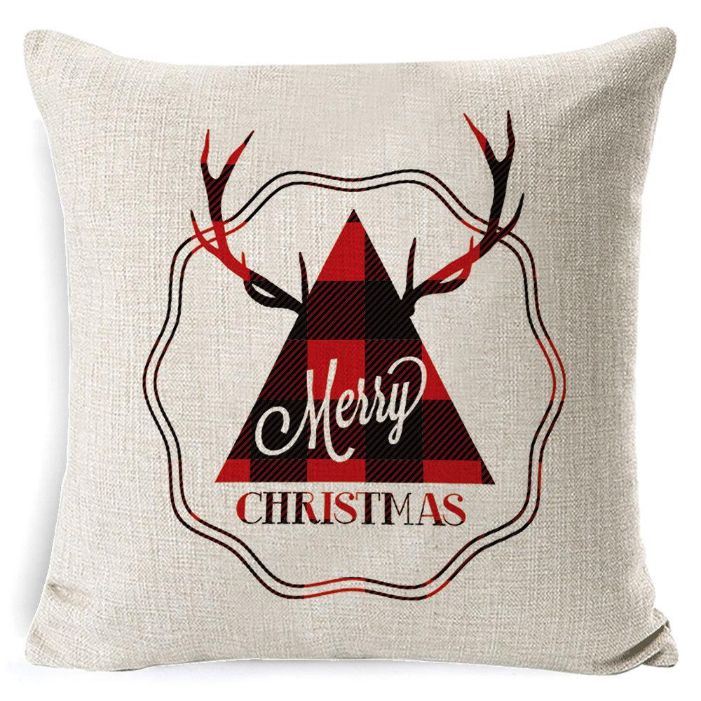Christmas Pillow Cover Home Sofa Cushion Elk Letter Print Cushion Cover Christmas Atmosphere