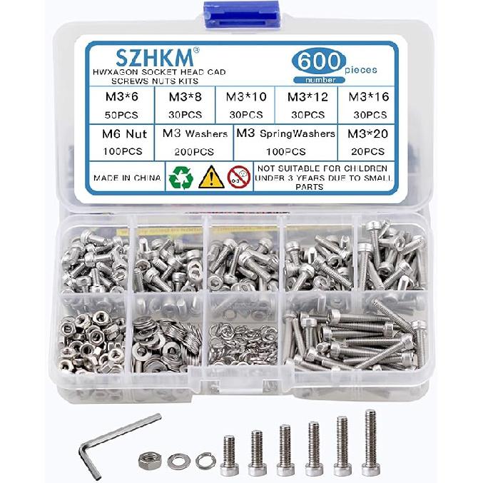 480pcs Stainless Steel Nuts and Bolts Assortment Metric Machine Screws Set M3 M4 M5 Screws Assorted Hex Bolts and Nuts Kit for Electroinics with screws BT9-01