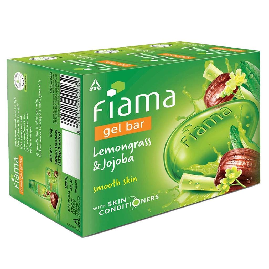 Fiama Gel Bar Lemongrass And Jojoba 125GX3 Soap With Skin Conditioners For Smooth Skin Refreshing Bath For Men And Women