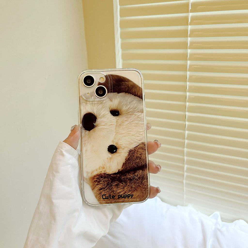 Funda de Teléfono Suave de Silicona con Dibujo de Perro Animal Encantador Ins Oreja Marrón Cachorro Lindo Para Iphone 13 11 Pro Max X Xr Xsmax 8 7 Plus 12 Mini