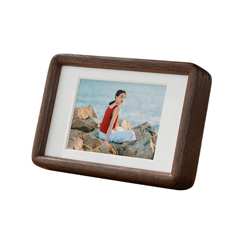 Custom Mortise and Tenon Photo Frame – Solid Black Walnut & Red Beech Wood, 67810/12 Inch, DIY Wood Frame