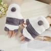 Half Finger Gloves Korean Style Winter Velvet Mittens Cute Panda Plush Gloves  Outdoor
