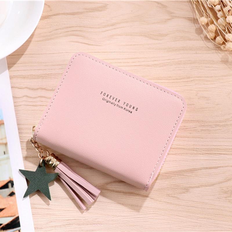 IELGY Модный универсальный простой короткий кошелек на молнии для женщин коричневый — фото 5