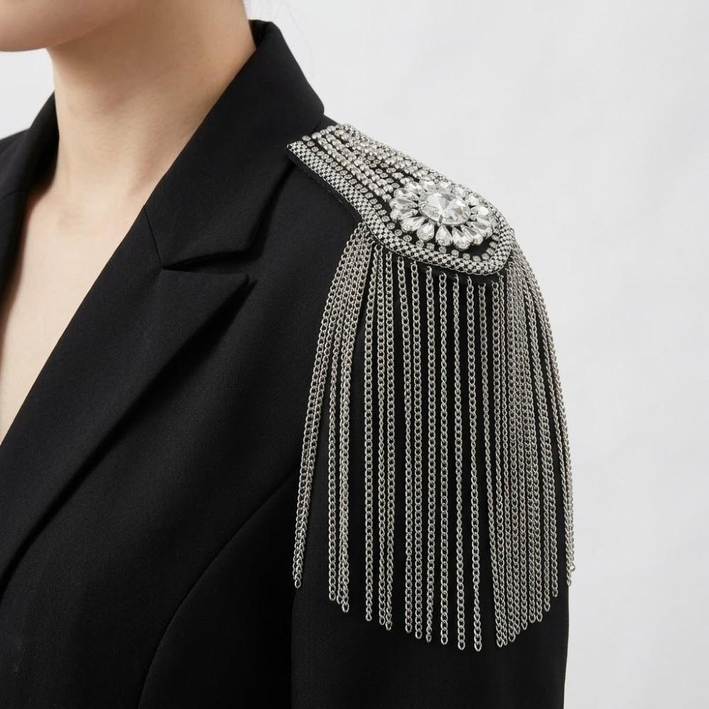 Punk Tassel Chain Shoulder Board Brooch Epaulette Star Shoulder Flash  Clothing Accessories