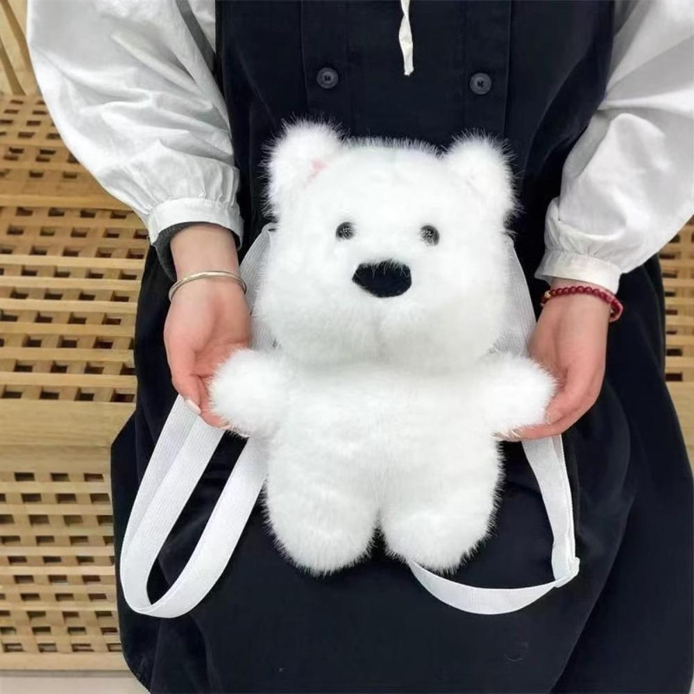 Cartoon White Dog Backpack West Highland Lightweight Puppy Shoulder Bag Fabric Soft Fluffy Crossbody Bag Women's Accessories