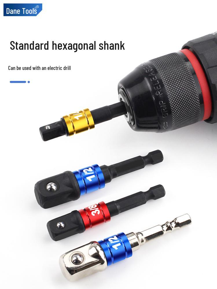 Electric Wrench Head Socket Adapter: Hex Shank to Square Drive Extension